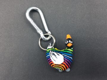  Schlüsselanhänger Kautschuk Hühner Regenbogen   