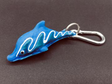 Schlüsselanhänger Kautschuk Delfin L blau Wellen