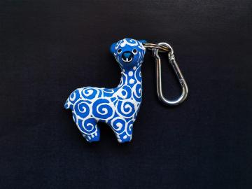 Schlüsselanhänger Kautschuk Alpaca blau Kringel