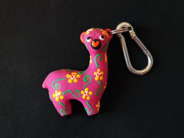 Schlüsselanhänger Kautschuk Alpaca pink Blumen