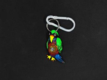 Schlüsselanhänger Kautschuk Vogel Papagei Spirale 