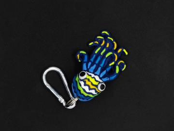 Schlüsselanhänger Kautschuk Tintenfisch L blau bunt gemustert