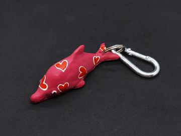 Schlüsselanhänger Kautschuk Delfin L pink Herzen