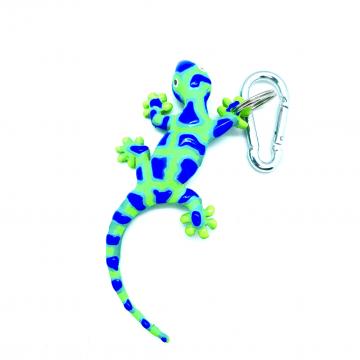Schlüsselanhänger Kautschuk Gecko grün blau gemustert