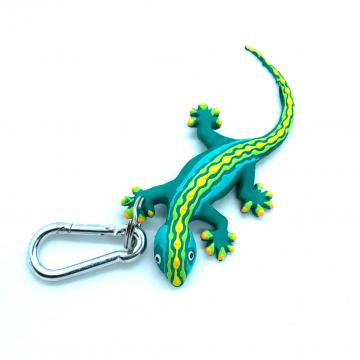 Schlüsselanhänger Kautschuk Gecko grün blau gelb gemustert