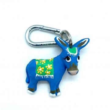 Schlüsselanhänger Kautschuk Esel blau Decke