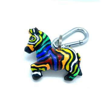 Schlüsselanhänger Kautschuk Zebra Regenbogen
