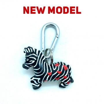 Schlüsselanhänger Kautschuk Zebra rote Herzen