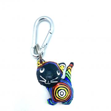 Schlüsselanhänger Kautschuk Kätzchen schwarz Regenbogen