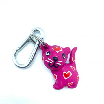 Schlüsselanhänger Kautschuk Kätzchen pink Herzen