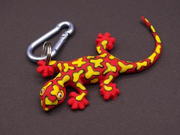   Schlüsselanhänger Kautschuk Gecko rot