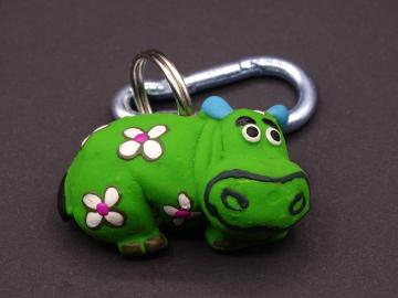 Schlüsselanhänger Kautschuk Hippo grün