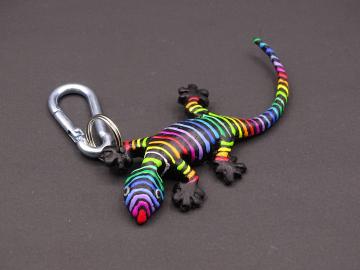 Schlüsselanhänger Kautschuk Gecko Regenbogen