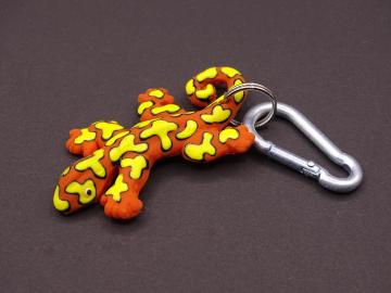 Schlüsselanhänger Kautschuk Gecko s orange getigert