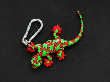  Schlüsselanhänger Kautschuk Gecko rot getigert