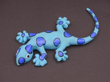 Magnet Kautschuk Gecko hellblau Flecken 