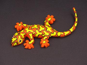 Magnet Kautschuk Gecko orange getigert