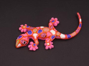 Magnet Kautschuk Gecko rosa gemustert