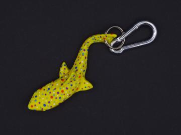 Schlüsselanhänger Kautschuk Haifisch L gelb bunt gepunktet 
