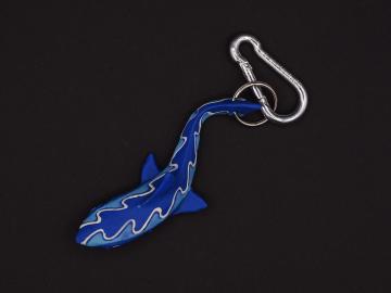 Schlüsselanhänger Kautschuk Haifisch L blau Wellen
