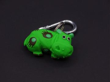 Schlüsselanhänger Kautschuk Hippo grün Muster